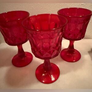 3 Noritake Perspective Ruby Red wine glasses/goblets.